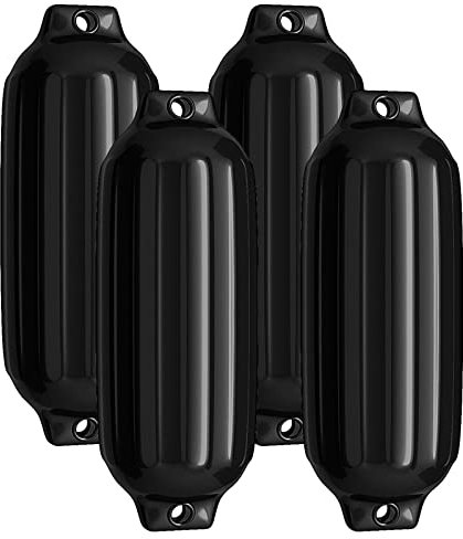 GOPLUS Bootsfender, 4er Set Aufblasbarer Fender mit 2 Augen, Langfender in: Schwarz/Blau, Kugelfender Bootszubehör (58 x 16,5 cm,Schwarz)