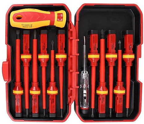1000V Premium Insulated Screwdriver Set, Insulated Professional Electrician Slotted Phillips Screwdriver Set, Men's Home Repair Electric Screwdriver