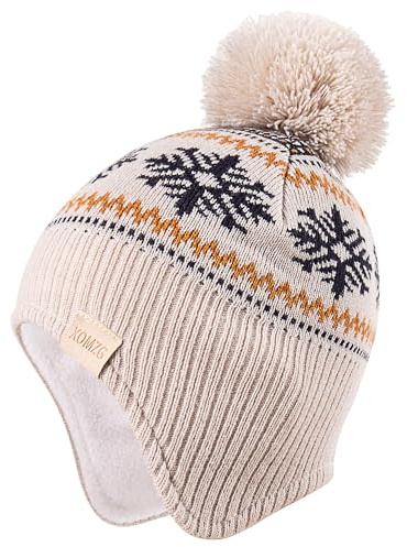 XOMZG Gorro de Punto para niños pequeños con Orejeras y Forro Polar. Conjunto de Gorro y Bufanda de Invierno para niños. Gorro de esquí Grueso para niños.