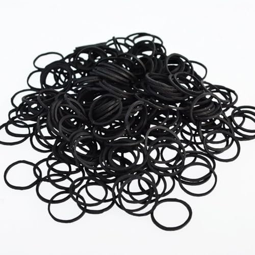 Werownsgso 1000 Stücke Gummibände, Haushaltsgummi Gummiringe, Dehnbare Bänder Gummis, Elastische Gummibänder für Haare, Büro, Haushalt, Schulbedarf (Schwarz)