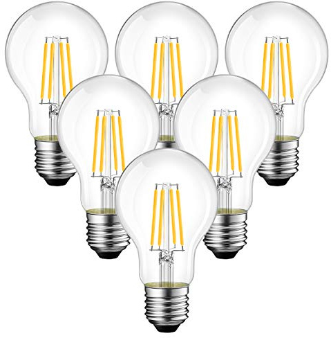ANWIO 6x 6.5W Bombillas Vintage Edison LED E27, Bombillas con Filamento Casquillo Gordo, Equivalente a 60W con 806 Lúmenes, 2700K Blanco Cálido, A60 Bombilla Retro Decorativa No Regulable