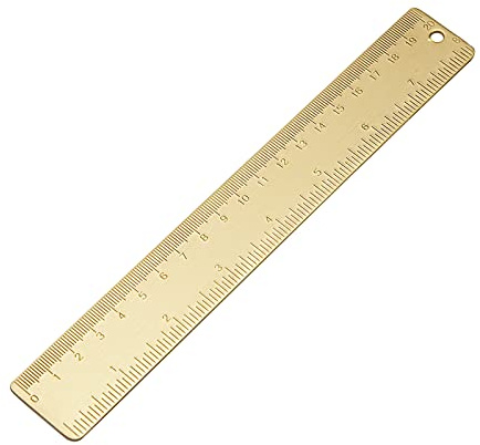 Lodoot Règle droite en laiton - Outil de mesure pour étudiant, école, bureau (20 cm) - Règle créative en laiton doré rétro épais - Outil de dessin pour étudiant