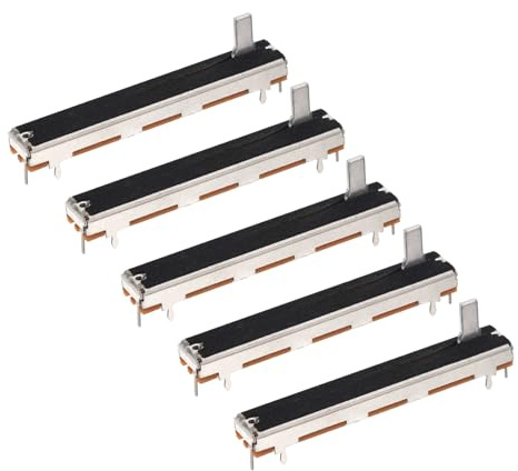 QUARKZMAN 5Pcs Potenciómetro Lineal Simple Recto Deslizamiento 7 Pines B10K 60mm(L) Recorrido 45mm Mango 10mm Resistencia Variable Mezclador Potenciómetro Electrónico