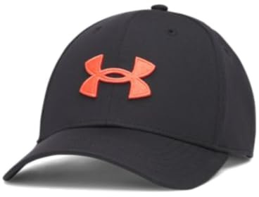 Under Armour Men's Blitzing Cap Stretch Fit, (006) Black / / Venom Red, Medium/Large