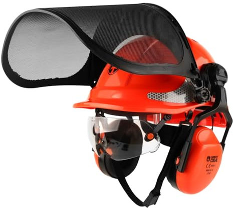 GREEN DEVIL 2910VR - Casco de seguridad para motosierras EN397, doble protección ocular, 4 en 1, resistente a los golpes, ventilación cómoda