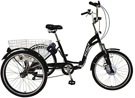 Tricycle électrique, roues de 24, cadre pliable, 6 vitesses, moteur 14Ah, 250w, écran LCD (noir mat)