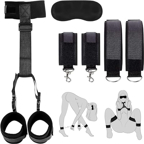LDENUXI Black Adjustable Nylon BDSM Bondage Sets Bdsms Kit Bondagewear Women for Men and Women Bed Restraints for Sex Bed Tie Down Straps Adult Sex Resistant Tie Up for Women Sweatshirt (New Black)