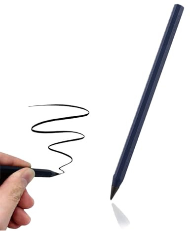 Pencil, Metal Alloy Writing Instrument, Forever Pencil, Reusable with 12 Colors Replaceable Nib, That Never Needs Sharpening, Ideal for Writing & Drawing (Dark Blue,0 Replacement head)