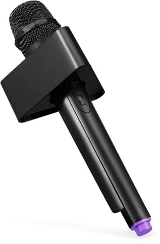 Abaodam Accessoire de Microphone Factice pour Jeu de Rôle avec Cube Porte-Drapeau Noir, Micro Simulé en Plastique Rigide Violet, Karaoké Garçon et Filles, Accessoire de Costume, Micro