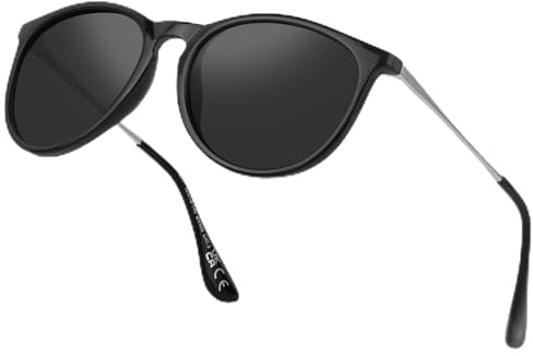 Ymmott Lunettes de Soleil Polarisées pour Femme - Style Œil de Chat Rétro avec Protection UV400 (Noir Classique)