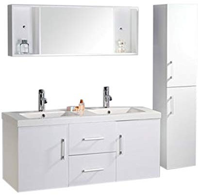 GRAFICA MA.RO S.R.L. MOBILE BAGNO COLONNA COMPLETO MODELLO WHITE MALIBU 120 CM DOPPIO LAVABO RUBINETTI INCLUSI