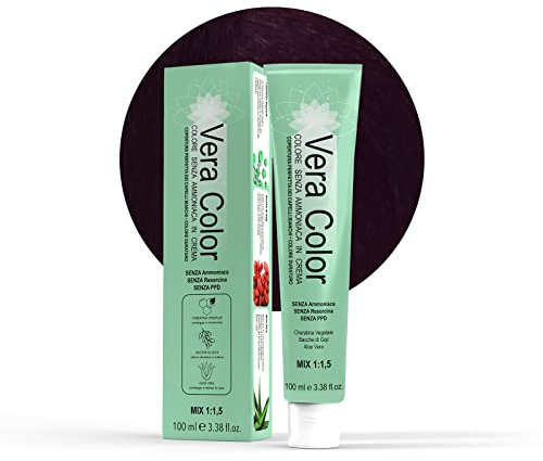 Vera Color - Castano Irisée 4.2 - Colorazione Professionale Long Lasting in Crema Senza ammoniaca con Cheratina Vegetale, Aloe Vera e Bacche di Goji - Copertura Totale dei Capelli Bianchi - 100ml
