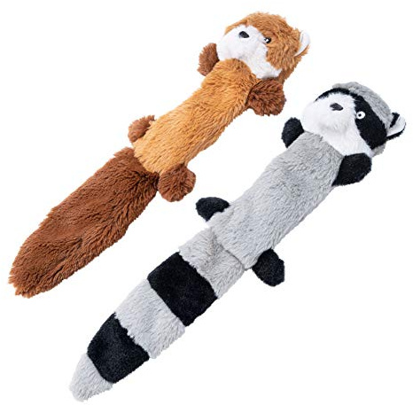 JOYELF Plüsch Quietschendes Hundespielzeug, Kuscheltiere für Hund, Fuchs und Waschbär mit Crinkle Paper