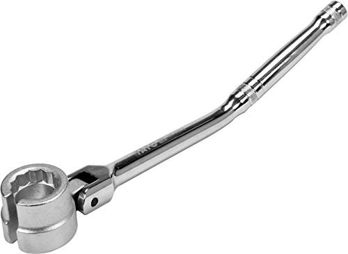 YATO Profi Ringschlüssel für Lambdasonde mit Gelenk, SW 22, Länge: 270mm, kippbar, 6/12 Kant, 6-eck 12-eck, Ringschlüssel offen Lambdasonden Stecknuss Gelenk Hebel Doppelstecknuss