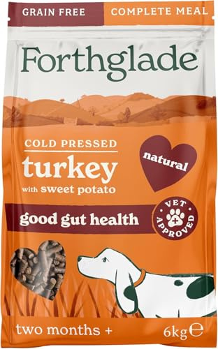 Forthglade Dry Dog Food, Cold Pressed (6kg), Hypoallergenic and Grain Free Dog Food, Turkey & Vegetables, Natural Puppy, Adult and Senior Meal, Vet Approved For Good Gut Health