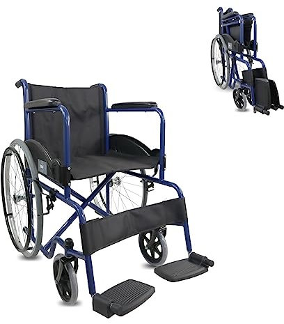 Mobiclinic®, Fauteuil roulant pliable, Auto-propulsé, Chaise roulante, Alcazaba, Assise 46 cm, Système de franchissement des bordures, Repose-pieds rabattables, Anti-crevaison, Frein sur les roues