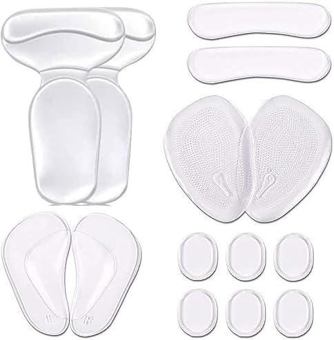 [ Value 14PCS ] Heel Grips Liners and Arch Support,Clear Back Heel Insoles Cushions for High Heels by Blomed,Gel Shoe Inserts for Men & Women Ball of Foot Pads for Foot Pain Relief (Transparent)