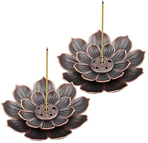 2 Stück Lotus Stick Räuchergefäß Weihrauchhalter Brenner Lotus Weihrauchbrenner 6 Loch Weihrauchbrenner Messing Lotus Halter für Räucherstäbchen Räucherkegel oder Home Decoration Zubehör