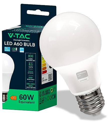 V-TAC Lampadina led A58 chip Samsung E27 9W 3000K VT-210-228 - 21228