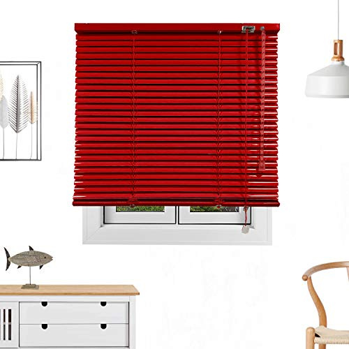 Persiana Veneciana de Aluminio/Calidad Tiendas/instalación Universal a Pared o Techo. Se lo ajustamos a su Medida Ancho x Alto. Color: Rojo. Medidas: 40cm x 60cm