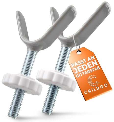 CHILDOO Y-Spindel für Treppenschutzgitter ohne Bohren [Anti-Rutsch] Treppengitter für Geländer Türschutzgitter Kindergitter Treppenschutz Gitter zum Klemmen Türgitter für Baby, Hund | 2 Stück