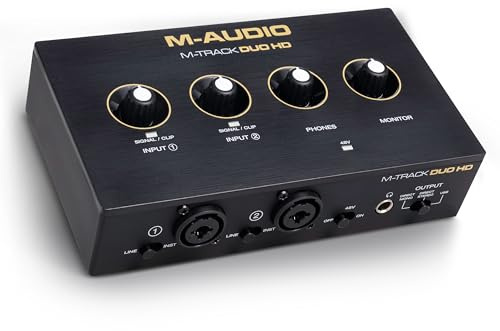 M-AUDIO M-Track Duo HD Audio Interface 24bit 192kHz für Recording, Streaming, Podcasting mit USB-C, 2 XLR-TRS-Eingängen, 2 TRS-Ausgängen, Softwarepaket
