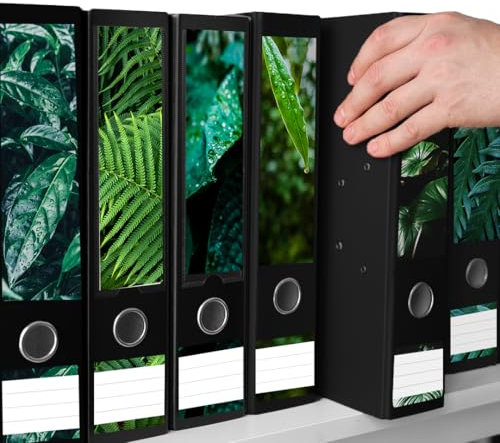 Kecdru Ordnerrücken Selbstklebend Breit 12 Stück 6 Stile Blumen Vogel Design Aufkleber Breite Ordner Rücken Dekorieren Sticker Rückenschilder Etiketten (grün)