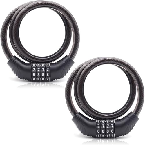 Catena Bici Antifurto con Lucchetto Combinazione 4 Cifre (2 Pezzi), Lucchetti Motociclo 60cmx10mm in Acciaio Rinforzato, Resistente a Taglio per Biciclette Elettriche, Monopattino, Moto, Attrezzature