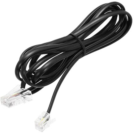 sourcing map 3 Pack RJ45 8P4C to RJ11 6P4C Adapter Converter Cable, RJ45 to RJ11 Adapter Telephone Handset Cord for Home, Office, 6.6ft, Black