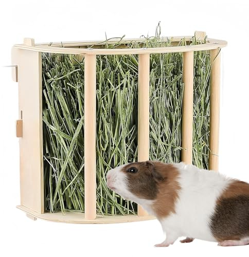 BAIFULAI Râtelier à foin en bois naturel pour cochon d'Inde, chinchilla, lapins et hamsters