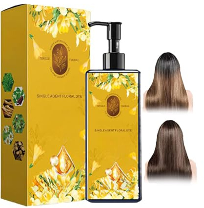 Nourishing Plant-Based Hair Color, Long-Lasting & Natural Hair Color Shampoo, 2025 Single Agent Floral Dye, Plant Single Dose Floral Fragrance Dye, for Gray Coverage (Dark Brown)