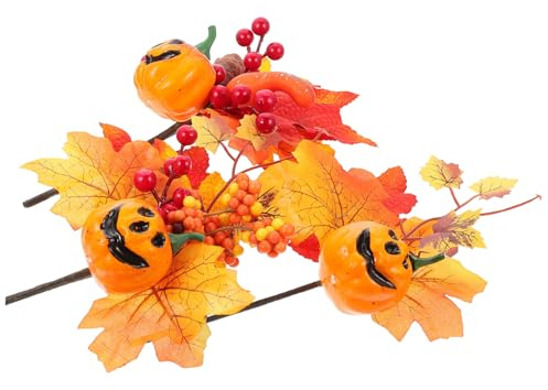 BESTYASH 3 Piezas Ramas Artificiales con Calabaza Arce Decoración Otoñal para Acción de Gracias Fiesta y Centro de Mesa Realista
