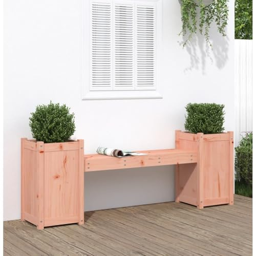 SKTQYQO Panchina con Fioriera in Legno Massello di Douglas 180x36x63 cm Design 2 in 1 con 2 Fioriere Incorporati per Esterni Giardino Patio Arredo da Giardino Resistente agli Agenti
