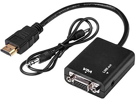 OcioDual Cable Adaptador de HDTV a VGA - Conversor Digital a analogico Audio Jack 3.5mm Negro