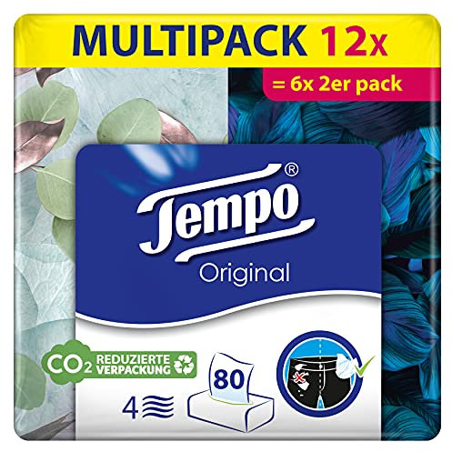 Tempo Original Taschentücher Duo-Box, Mega Pack, 6 Packungen (6 x 2 Boxen x 80 Tücher)