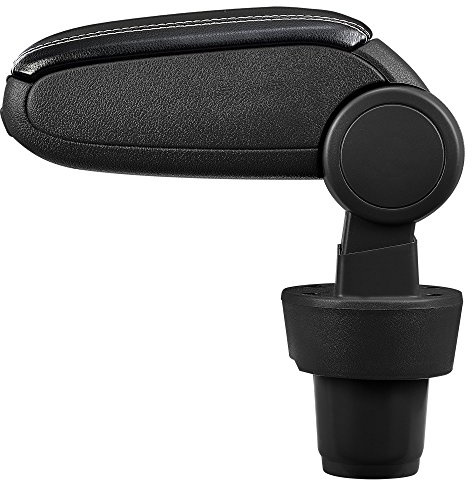 LP Trade Accoudoir Central pour Up! | Accessoire Console de Rangement et Repose-bras avec Compartiment Organiseur | Pièce Détachée d'Intérieur de Voiture | Simili Cuir Noir - Couture Blanche