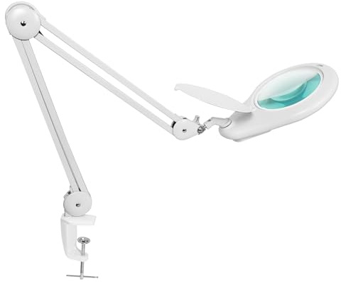 Neatfi Elite XL HD Super LED Magnifying Lamp with Clamp – 7” Glass Lens, 5-Diopter, 6500K Daylight | Glare-Free, Adjustable Arm | Reading, Sewing & Crafting (7 Inch Lens, White)