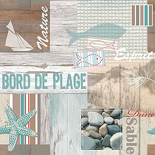 Mambo Design PVC Tischdecke Esprit Maritim Taupe Weiss Wachstuch · Breite & Länge wählbar · abwaschbare Tischdecke · Mint braun, Größe:100 x 160 cm