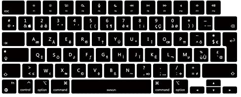 MiNGFi Protection Clavier Silicone Français AZERTY pour MacBook Pro/Max 14/16 M1-M4(A3112 A3401 A3185 A2485 A2780 A2991 A3403 A3186) Air 13,6/15,3 M2-M4(A3113 A3240 A2941 A3114 A3241) EU/ISO - Noir