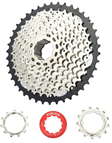 CYSKY Cassetta Pacco pignoni 9v 11-42T Adatta per Mountain Bike, Bicicletta da Strada, MTB, BMX (Peso Leggero) (11-42T)