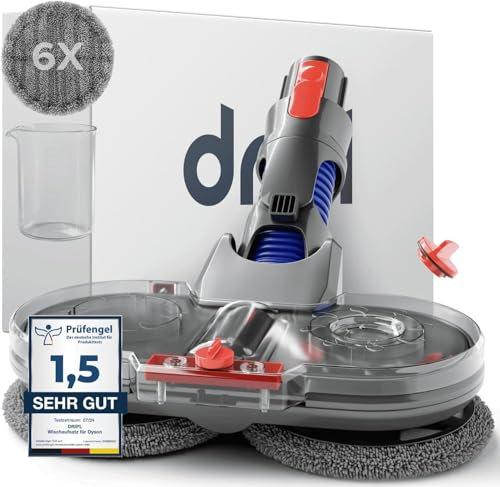 Dripl Wischaufsatz für Dyson V12 Staubsauger, Elektrischer Bodenwischer mit Abnehmbaren Wassertank und 6 Waschbare Mopps + 1 Füllbehälter