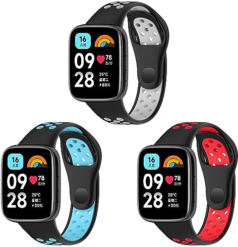 Armband für Xiaomi Redmi Watch 3 Active - Weiches Silikon Ersatz Armband für Männer und Frauen (3er Pack A)