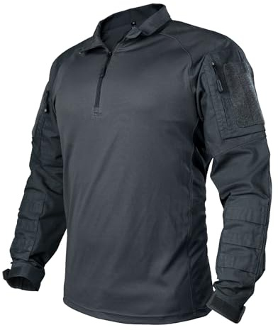 IDOGEAR Chemises De Combat Chemise Tactique à Manches Longues avec Coudières Chemises Militaires avec Poches Vêtements Airsoft Hauts (Gray,Large)