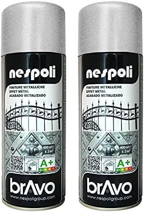 Nespoli Pintura en Spray, Color Gris Claro Forja, Efecto Hierro Forjado, 400 ml, Acabado Profesional (Paquete de 2)