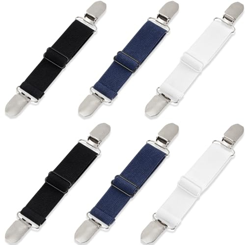 QUCKOIYJ 6 Pcs Elastic Pant Cinch Clip, Adjustable Pant Waist Tightener Waist Clip Hip Elastic Belt, Women Men Back Cinch for Jeans Pants Dresses