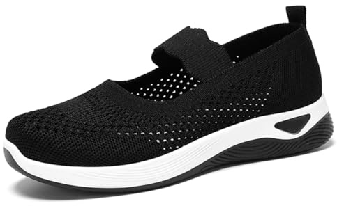 WDRHC Zapatos Slip-On de Verano para Mujer - Loafers Ligeros y Transpirables, Antideslizantes & Acolchados,Zapatos Casuales de Punta Redonda para el Día a Día, Azul/Rosa/Negro/Khaki/Morado,Talla 36-42