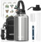WATERSY Stainless Steel Vacuum Insulated Water Bottle 64oz, Drink Flask Metal Water Bottles 1890ml with 2 Lids Leakproof (Straw Lid and Spout Lid) Keep 24 Hours Cold Drinks for Sport, Work, Travel