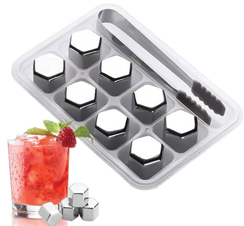 Cubo di ghiaccio in acciaio inox - cubetti di raffreddamento riempibili, cubetti di ghiaccio esagonali in acciaio inossidabile | Cubi di raffreddamento di pietre di vino, pietre di vino riutilizzabili