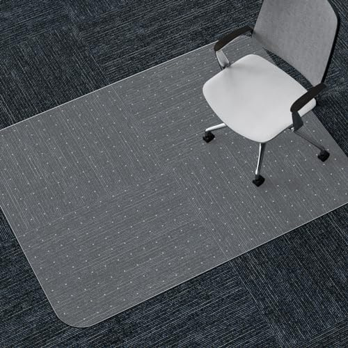 WASJOYE Office Chair Mat Carpet Protection, 90x120 cm Non-slip PVC, Home Office Chair Floor Protectors, 2.2mm Thick, Transparent for Home Computer Desk Rolling Chair