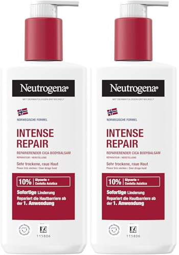 Neutrogena Intense Repair Reparierender CICA Bodybalsam, feuchtigkeitsspendende Bodylotion mit Glycerin & Centella Asiatica, nicht fettende Körperlotion für raue, sehr trockene Haut (250 ml)